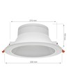 Outlet: 25W LED spotlight - Hull: Ø21 cm, Mål: Ø23 cm, 230V, IP44 våtrom & tak overheng