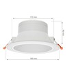 Outlet: 20W LED spotlight - Hull: Ø17 cm, Mål: Ø19 cm, 230V, IP44 våtrom & tak overheng