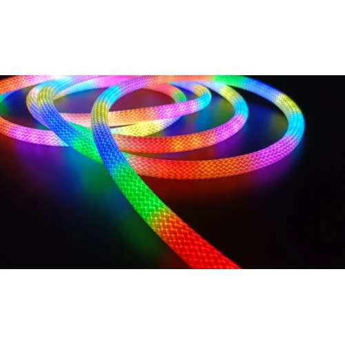 5m RGBIC Neon flex slange, komplett sett - Vevd tau, Bluetooth App, fjernkontroll, USB