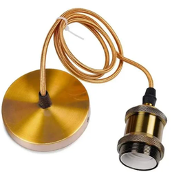 E27 LED Lampefatning, Designer - Antikk bronse, 150cm ledning, E27