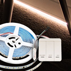 Enkeltfarget LED strip 24V V-Tac 10W/m LED strip IC løpelys - 10m, løpelys, inkl kontroller, 120 LED pr. meter, 24V