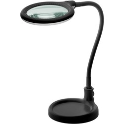 Lamper LED forstørrelseslampe med svanehals 6W - Svart, bordlampe, klemme