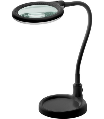 LED forstørrelseslampe med svanehals 6W - Svart, bordlampe, klemme