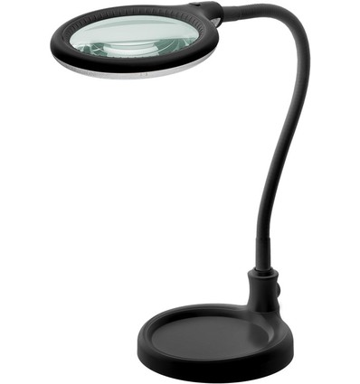 LED forstørrelseslampe med svanehals 6W - Svart, bordlampe, klemme