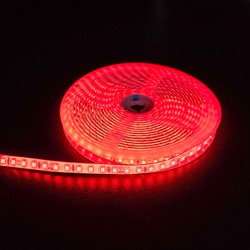 Rød 10W/m LED stripe - 5m, 120 LED pr meter, 24V, IP65