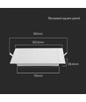 V-Tac 6W LED panel downlight - Hull: 11cm x 11cm, Mål: 12cm x 12cm, 230V