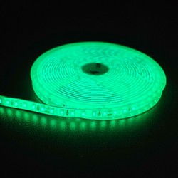 Enkeltfarget LED strip 24V Grøn 10W/m LED stripe - 5m, 120 LED pr meter, 24V, IP65