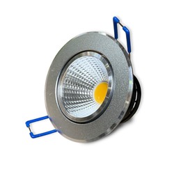 LED belysning Restsalg: 3W downlight - Hull: Ø7-8 cm, Mål: Ø8,5 cm, sølv kant, dimbar, 230V
