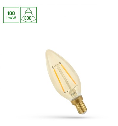 LED C35 E14 5W - 230V, Filament, Varm Hvit, RetroShine, Spectrum