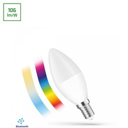 Produsenter C38 stearinlyspære LED 4,9W E14 - 230V, RGBW+CCT+DIM, Btm, Spectrum, Smart Easy, Smart