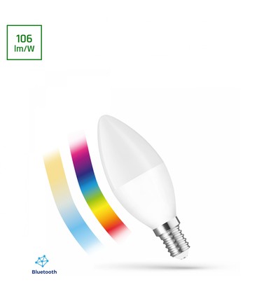 C38 stearinlyspære LED 4,9W E14 - 230V, RGBW+CCT+DIM, Btm, Spectrum, Smart Easy, Smart