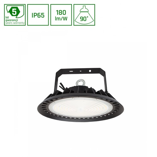 200W LED high bay, 180lm/W - DALI dimbar, 90 grader, IP65, IK08, sort kabinett