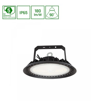 200W LED high bay, 180lm/W - DALI dimbar, 90 grader, IP65, IK08, sort kabinett