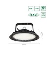 200W LED high bay, 180lm/W - DALI dimbar, 90 grader, IP65, IK08, sort kabinett