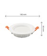 12W Ø14cm Dure 3 Max downlight panel - 133lm/W, IP44, 4000K, hvit kant, Hull: Ø11cm, 5 års garanti