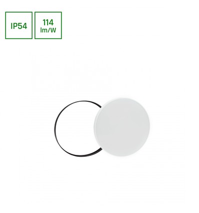 18W Nymphea LED taklampe med sensor - IP54, 3-i-1 CCT, sort/hvit ring, innebygd sensor