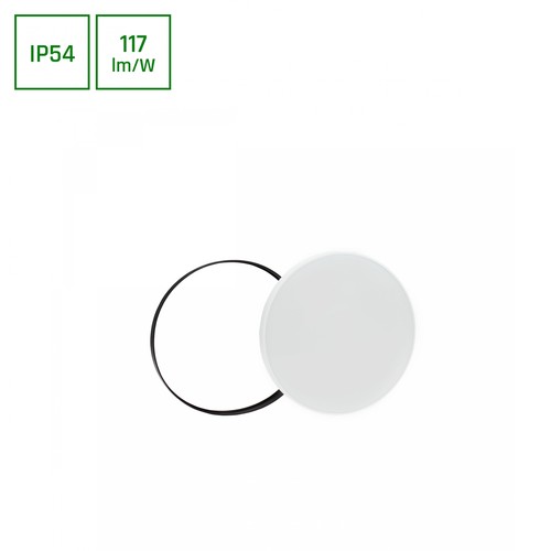 NYMPHEA 24W - Nøytral Hvit 230V, 115°, IP54, IK04, Ø320x52, Hvit/Svart, Runde Ringer med Anheng