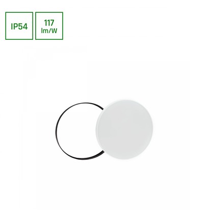 NYMPHEA 24W - Nøytral Hvit 230V, 115°, IP54, IK04, Ø320x52, Hvit/Svart, Runde Ringer med Anheng