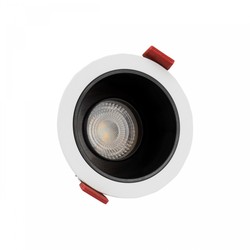 Fiale Comfort Anti-Glare GU10 LED Armatur uten lyskilde - 250V, IP20, Ø85x50mm, Hvit, Rundt, Reflektor Svart, Justerbar
