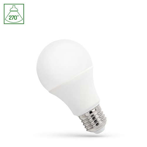 E27 4,9W LED pære - A60, 450lm, 3000K, 270°, erstatter 38W
