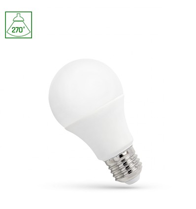 E27 4,9W LED pære - A60, 450lm, 3000K, 270°, erstatter 38W