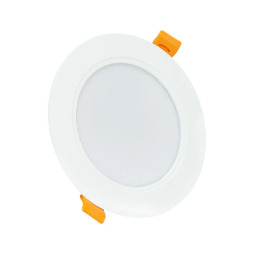 8W Ø11,8cm Innfelt spotlight - IP54 sprutsikker, Hull: Ø9,2 cm, Mål: Ø11,8 cm, 3,1 cm høy, rund, hvit kant