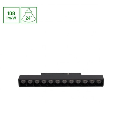 12W SHIFT Basic Lineær Lampe - 3000K, Sort, Gitter S, 22cm