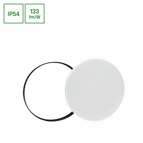 40W LED taklampe med sensor - Ø48,5cm, 133lm/W, IP54, sort/hvit kant, varm hvit