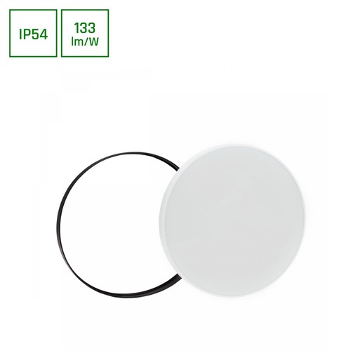 Nymphea Sort Hvit Ringer 40W - Varm hvit 230V 115° IP54 Ø485x70 Hvit / Sort Rundt med sensor