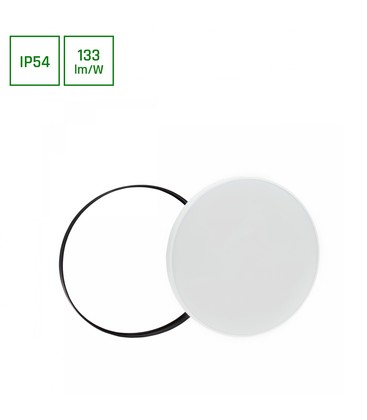 Nymphea Sort Hvit Ringer 40W - Varm hvit 230V 115° IP54 Ø485x70 Hvit / Sort Rundt med sensor