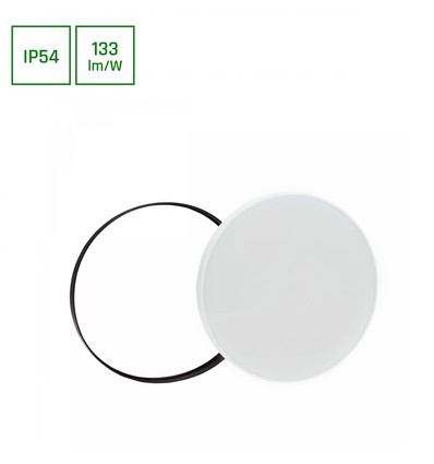 Nymphea Sort Hvit Ringer 40W - Varm hvit 230V 115° IP54 Ø485x70 Hvit / Sort Rundt med sensor