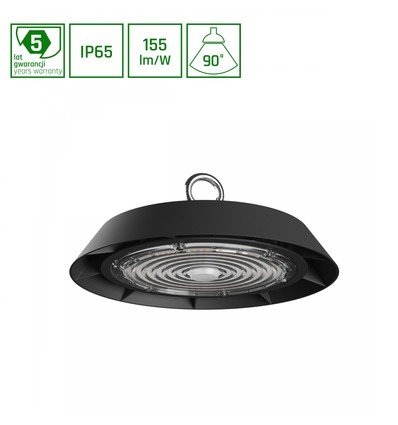 PLATEO High Bay 100W - Nøytral Hvit, 230V, 90°, IP65, IK09, 250x120mm, Sort, 1-10V