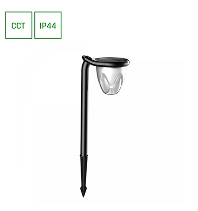 1W Solara Brilo solcelle LED lampe, 3-i-1 - 3.7V, 100lm, CCT, bordlampe, vegglampe og spyd, IP44, sort