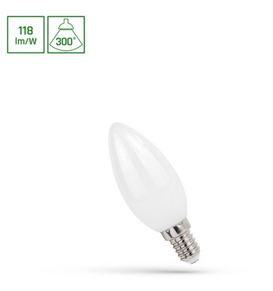 C35 LED Lyspære E14 5,5W - 230V, Glødetråd, Nøytral Hvit, Matt, Spectrum