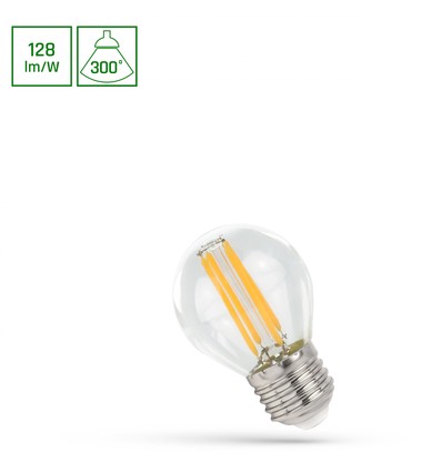 P45 LED E27 5,5W - 230V, Kulltråd, Nøytral Hvit, Klar, Spectrum