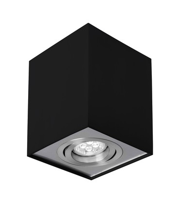 Chloe GU10 - IP20, firkantet, sort/sølv, justerbar, spot, uten lyskilde