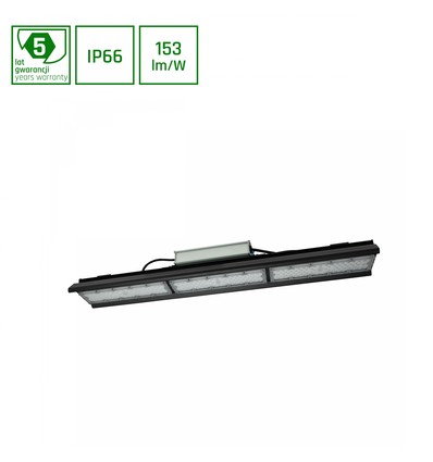 Halls Line 150W - Nøytral hvit 230V, 75x140° IP66 IK10, 745x126x95mm, svart, 0-10V.