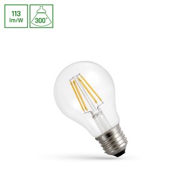 Elprodukter A60 LED E27 4W Kulltråd - Varm Hvit, Klar, Spectrum