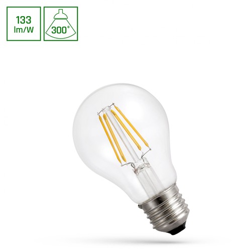 A60 LED E27 7W Filament 230V, Nøytral Hvit, Klar, Spectrum