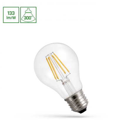 A60 LED E27 7W Filament 230V, Nøytral Hvit, Klar, Spectrum