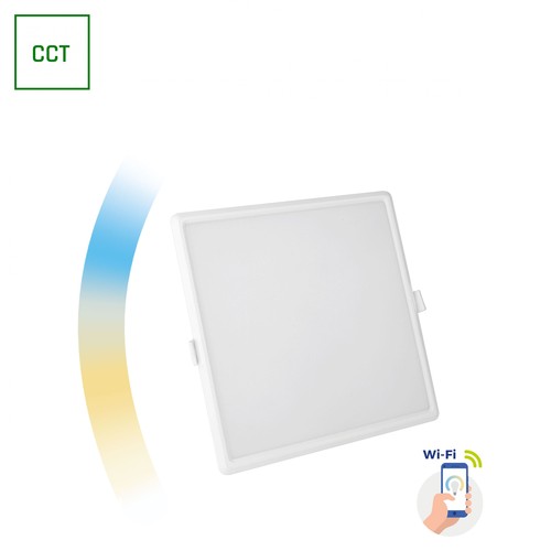 Algine 22W Smart CCT+Dimbar LED downlight panel - Firkantet, Wi-Fi, 2000lm, IP20, Hull: 20,5x20,5 cm, Mål: 21,5x21,5 cm