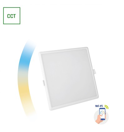 Algine 22W Smart CCT+dimbart LED-innfelt panel - Firkantet, Wi-Fi