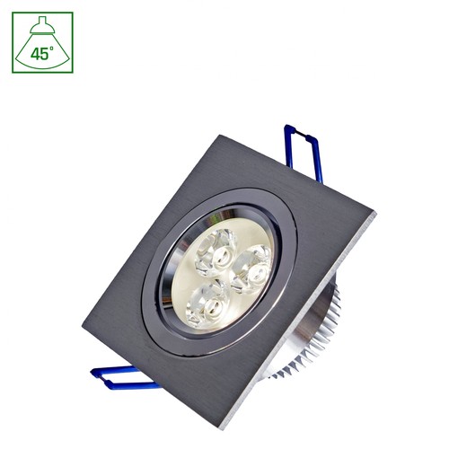 3W Fiale kvadratisk LED innfellingsspot - 45 grader, varm hvit, 3x1W LEDs