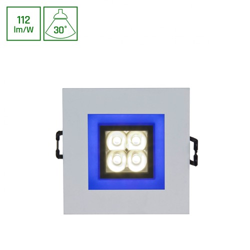 FIALE 4LED 4x1W 30° 230V - Firkantet, Kald hvit, LED, Spot, Blå ramme