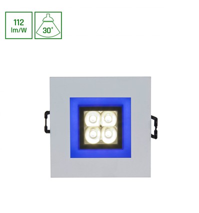 FIALE 4LED 4x1W 30° 230V - Firkantet, Kald hvit, LED, Spot, Blå ramme