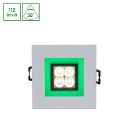 FIALE 4LED 4x1W 30° 230V - Firkantet, Varm hvit, LED, Spot, Grønn ramme