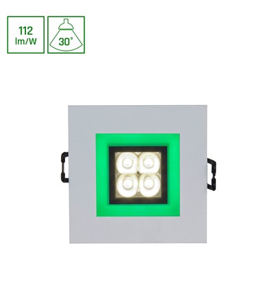 FIALE 4LED 4x1W 30° 230V - Firkantet, Varm hvit, LED, Spot, Grønn ramme