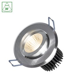 Elprodukter Fiale II LED spot 6W, COB 38°, 230V, kald hvit, børstet aluminium ring.