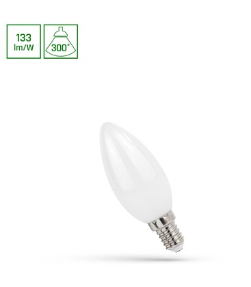 C35 LED kronelyspære 6W E14 - 230V, filament, varm hvit, matt, Spectrum
