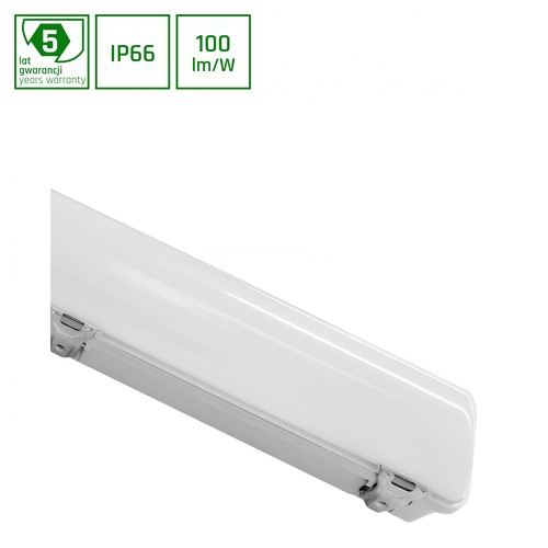 60cm 24W Limea LED armatur - IP65, 2400lm, 4000K, transparent deksel, garasje/verksted